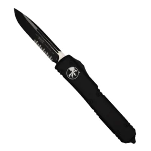 Microtech 121-2T Ultratech Tactical S/E Partial Serrated OTF Knife Black – Black