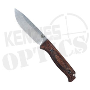 Benchmade Saddle Mountain Skinner Knife - Stabilized Wood Handle and Satin Plain Blade