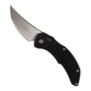 Microtech 268A-12 Brachial Trailing Point Fully Serrated Automatic Knife Black - Stonewash