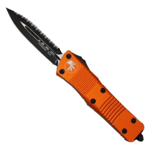 Microtech 138-3OR Troodon D/E Fully Serrated OTF Automatic Knife Orange - Black