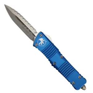 Microtech 142-12BL Combat Troodon D/E Fully Serrated OTF Automatic Knife Blue - Stonewash