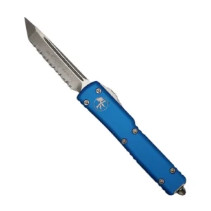 Microtech 149-12BL UTX-70 T/E Fully Serrated OTF Automatic Knife Blue - Stonewash