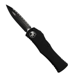 Microtech 702-3T Hera D/E Fully Serrated OTF Automatic Knife Black - Black