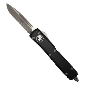 Microtech 121-11AP Ultratech Partially Serrated S/E Automatic OTF Knife Black - Apocalyptic