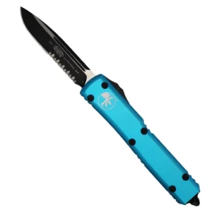 Microtech 121-2TQ Ultratech Tactical S/E Partial Serrated OTF Knife Turquoise – Black