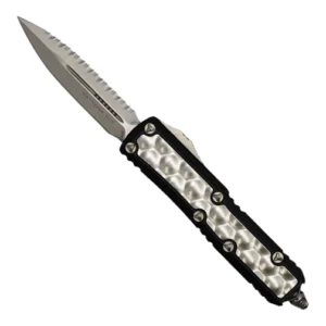 Microtech 126-12BIS Daytona Fully Serrated D/E OTF Automatic Knife Black & Bubble Titanium Inlay - Stonewash