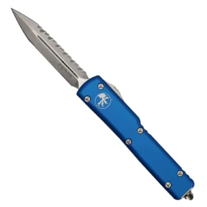 Microtech 147-12BL UTX-70 D/E Fully Serrated OTF Automatic Knife Blue - Stonewash