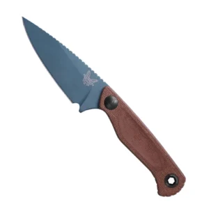 Benchmade 203BT-01 Dacian Spear Point Fixed Blade Knife Brown Canvas Micarta - Blue Cerakote