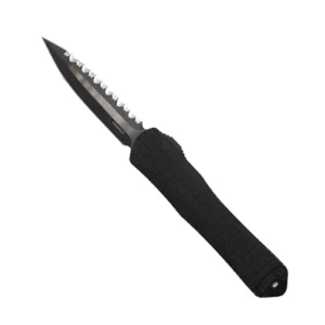 Heretic Knives Manticore S D/E Fully Serrated OTF Automatic Knife Black - Black