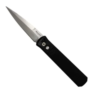 Pro-Tech Knives Godfather Spear Point Automatic Folding Knife Black Jigged Aluminum - Satin