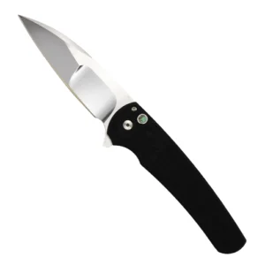 Pro-Tech Knives Malibu Custom Wharncliffe Button Lock Folding Knife Nexus Black Aluminum - Mirror