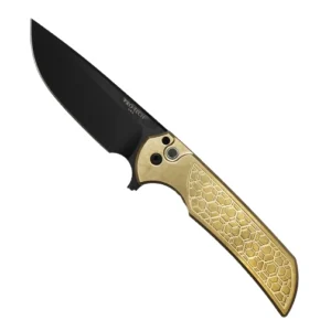 Pro-Tech Knives Mordax S/E Button Lock Folding Knife Stonewash Bronze Aluminum - Black
