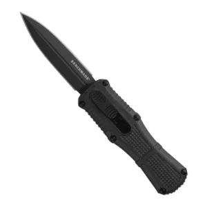 Benchmade 3375GY Mini Claymore D/E OTF Automatic Knife Black Grivory - Smoke Gray