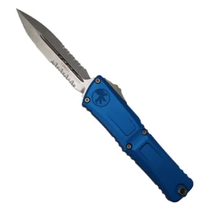 Microtech 1142-11BL Combat Troodon Gen III D/E Partially Serrated OTF Automatic Knife Blue - Stonewash