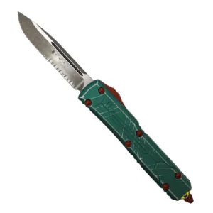 Microtech 121-11BH Ultratech Signature Series Partially Serrated S/E OTF Automatic Knife Bounty Hunter Green - Apocalyptic