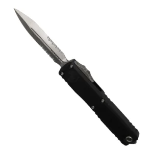 Microtech 1122-11 Ultratech ZBT Partially Serrated D/E OTF Automatic Knife Black - Stonewash