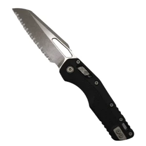 Microtech 210T-12APPMBK MSI Fully Serrated Sheepsfoot Manual Folding Knife Tri-Grip Polymer Black - Apocalyptic