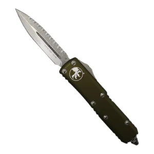 Microtech 232-12OD UTX-85 Serrated D/E OTF Automatic Knife OD Green - Stonewash